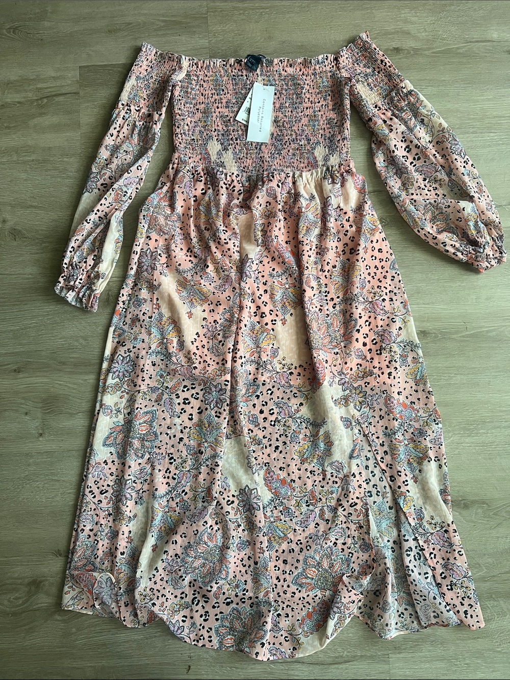 French Connection Pink Floral Off-Shoulder Midi Dress